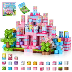 Build a Pink Princess Castle! 200PCS Magnetic Blocks for Girls, STEM Montessori Toys Ages 3-8, Satisfying Magnet Cube ASMR, TikTok Made Me Buy It Easter Gift, Gifts for 6 year old girls