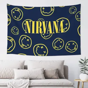 Nirvana Decorative Mouth Guard Large Fun  Tapestry Wall Hanging Window Design Suitable For Bedroom Home Decoration Size 40*60 Curtain