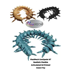 FlexiMech Creepy Centipede Articulated 3d Printed Life-Size Insedr Toy
