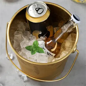 Thick Sturdy Stainless Steel Handheld Ice Bucket with Ice Cubes, Beer Bucket for Bars Ktv, Wine Bucket, Party Champagne Bucket, Small Water Bucket