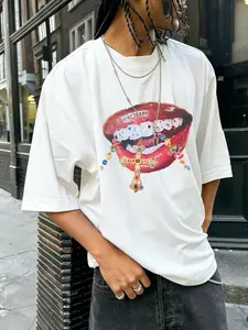 Men's Casual Patterned Short Sleeve T-Shirt, Streetwear Style, Drop Shoulder Design, Lightweight Fabric, Ideal for Daily Wear and Layering