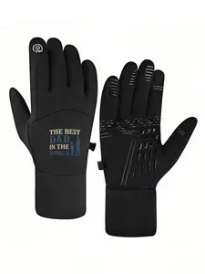 1pc with  Best Dad in the World Dad Maroon colorDriving Occasio winter gloves mountaineering gloves Motorcycle Riding Gloves Touch Screen Touch Screen Compatible Outdoor Sports for Men Women Soft holiday gifts