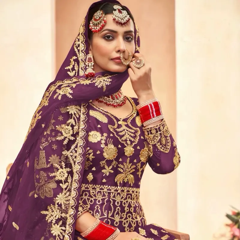 Big Size 3XL/ 44-46, Anarkali Suit Heavy Embroidered Premium Butterfly Net Gown & Dupattas