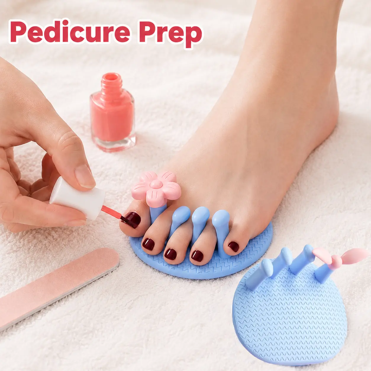 Women's Cute Design Soft Silicone 5-Toe Separator Foot Stretcher - Flexible Pedicure Tool for Bunion Comfort, Toes Relaxed, Barefoot Wear Daily Sessions (Fitness Strength Training Accessory)