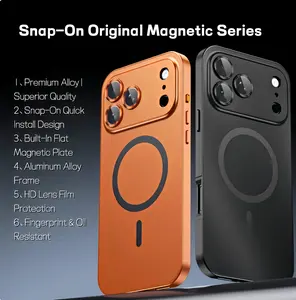 Metal Frame Snap-On Case | iPhone15-17 Pro Max Full Lens Protection Anti-Drop Magnetic Cover