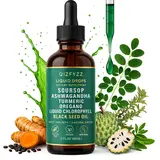 summervibes Qizfyzz Soursop Bitters Liquid Drops 10-in-1 with Nori Moringa Turmeric Black Seed Oil Oregano Ashwagandha Herbal Extracts for Overall Health Vegan Non-GMO 2 fl oz,summerwins