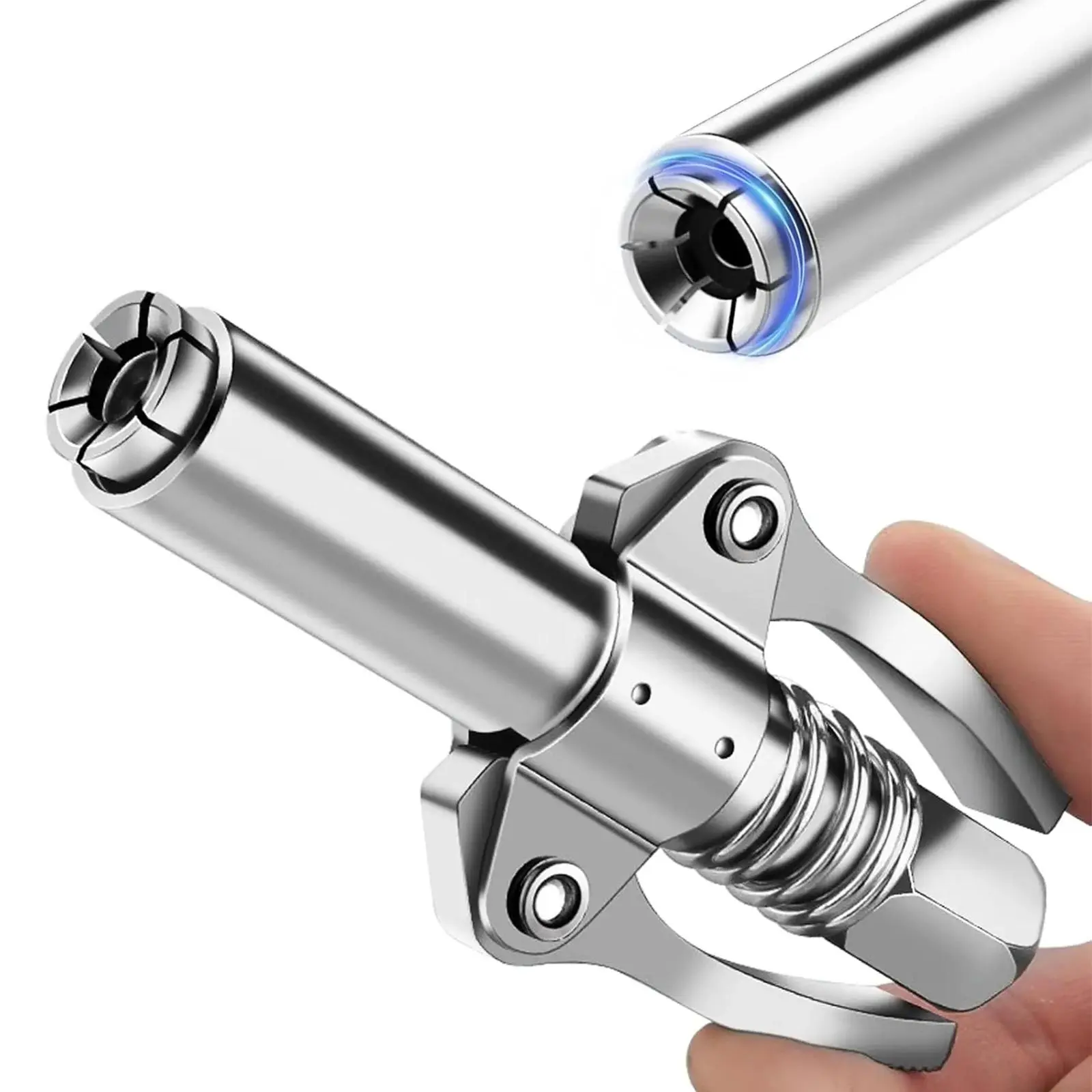 High Pressure Carbon Steel Grease Gun Coupler, 12000 PSI Symmetric Double Handle Quick Release Lock Oil Nozzle, 1/8" NPT Compatible Hand Tool for Auto Repair, Trucks, Hand Tools