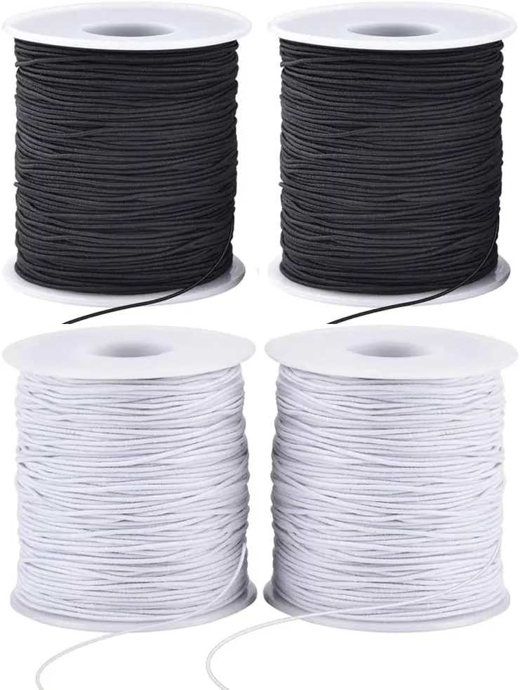Stretchy String for Bracelets, 4 Rolls 1 mm Sturdy Elastic String Elastic Cord for  Making, Necklaces, Beading (2 Black+ 2 White)