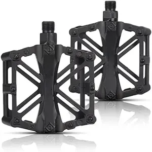 Bike Pedal, 1 Pair Mountain Road Bicycle Flat Pedal with Anti-skid Pins, Universal Lightweight Aluminum Alloy Platform Pedal for Travel Cycle-cross Bikes