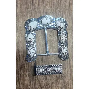 White Buffalo Faux Turquoise Buckle Set | Western Statement Belt Buckle