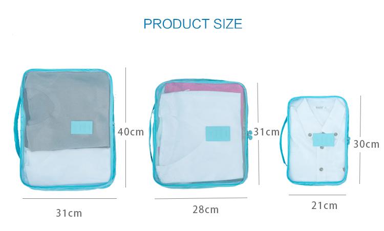 6pcs/set Men and Women Luggage Travel Bags Packing Cubes Organizer Fashion Double Zipper Waterproof Polyester Bag
