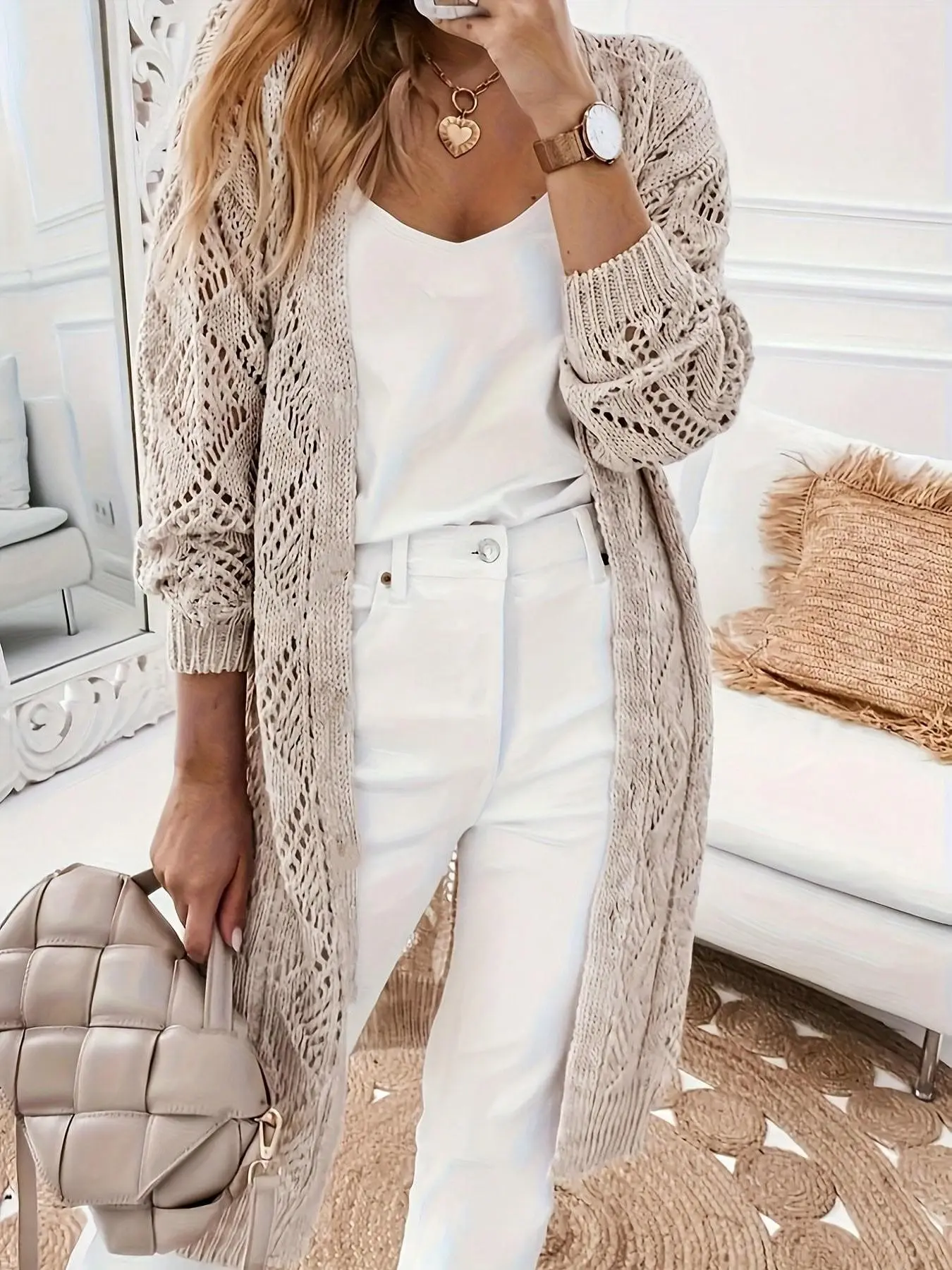 Plus Size Casual Long Sleeve Solid Color Knit Sweater Cardigan, Knitted, Knitwear, Button Front, Loose-Fitting, Oversized, Women's Fashion Outerwear, Comfortable, Stylish and Chic