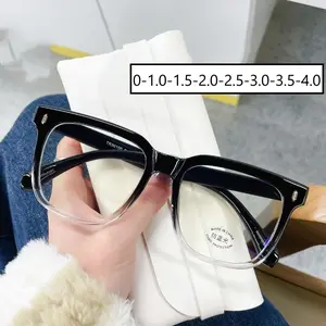 New Clear Lens Near Sight Myopia Glasses Large Sqaure Minus Diopter Eyewear Fashion Ultralight Trendy Eyeglasses for Men Women