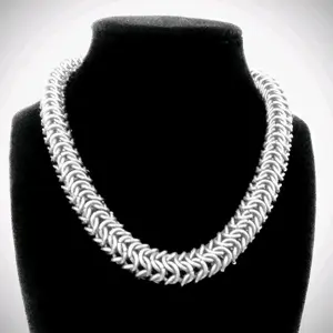 sterling silver chainmaille statement necklace 26mm thickness 26inch length