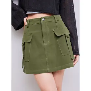Cider Solid Cargo Mini Skirt