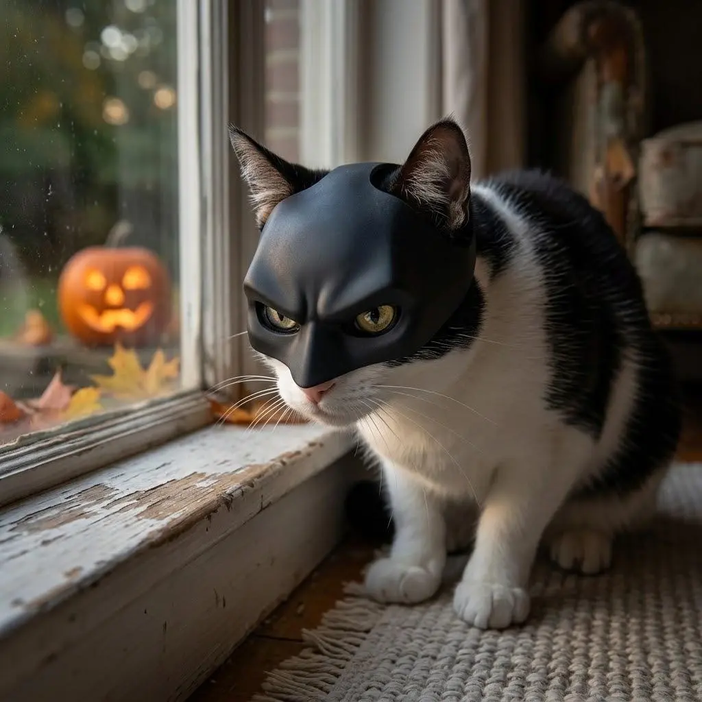 Silicone Cat Bat Mask for Halloween Costume, Soft and Lightweight Skin-Friendly Pet Role-Playing Accessory