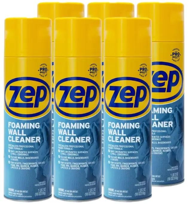 Zep Foaming Wall Cleaner,18 oz, Removes Stains Without Damaging Finishes 6pack ZXG