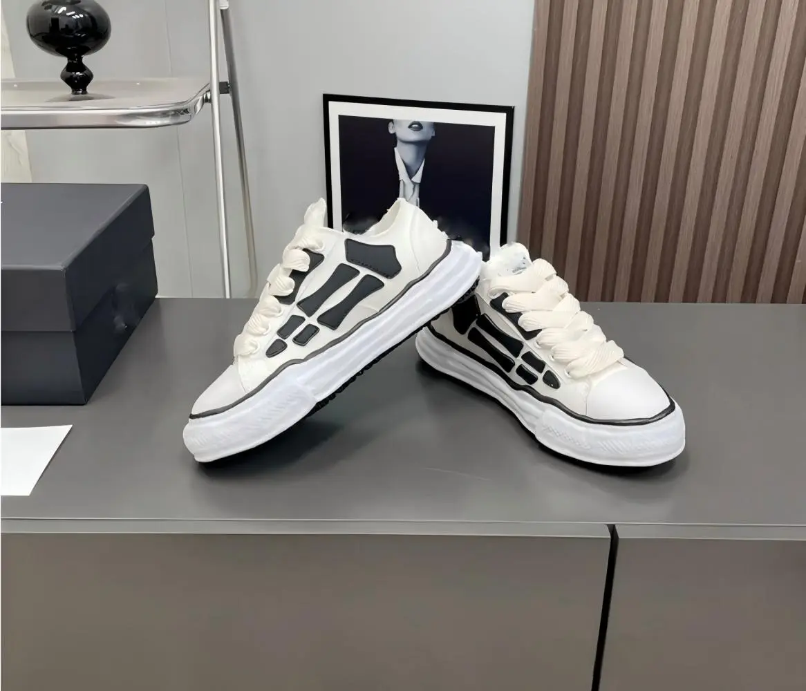 Mihara Yasuhiro White Canvas Platform Sneakers for Women Men, Unisex Low-Top Lace-Up Shoes, Chunky Thick Sole Casual Sneakers, Comfortable Walking Shoes,Trendy Streetwear Shoes for Everyday Wear, Travel, Outdoor Activities and Casual Outfits