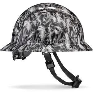 Full Brim Vented Tattoo/Skull Design Matte Finish OSHA Construction Hard Hat with 6-Point Suspension