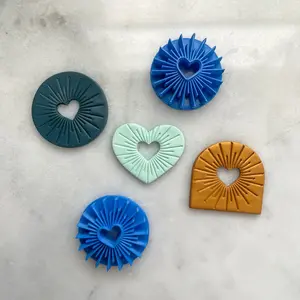Heart Shape Cutter with Burst Stamp for Polymer Clay Jewelry and Crafts