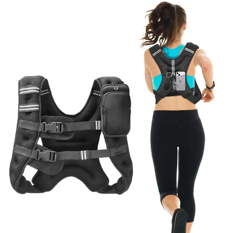VEVOR 16 lbs Weighted Vest - Workout Equipment with Reflective Stripe, Adjustable Buckle for Men, Multi-Level Adjustable Resistance Exercise Gym Fit Muscle Strengthening Weight Vest, Resistance Exercise Weight Vests