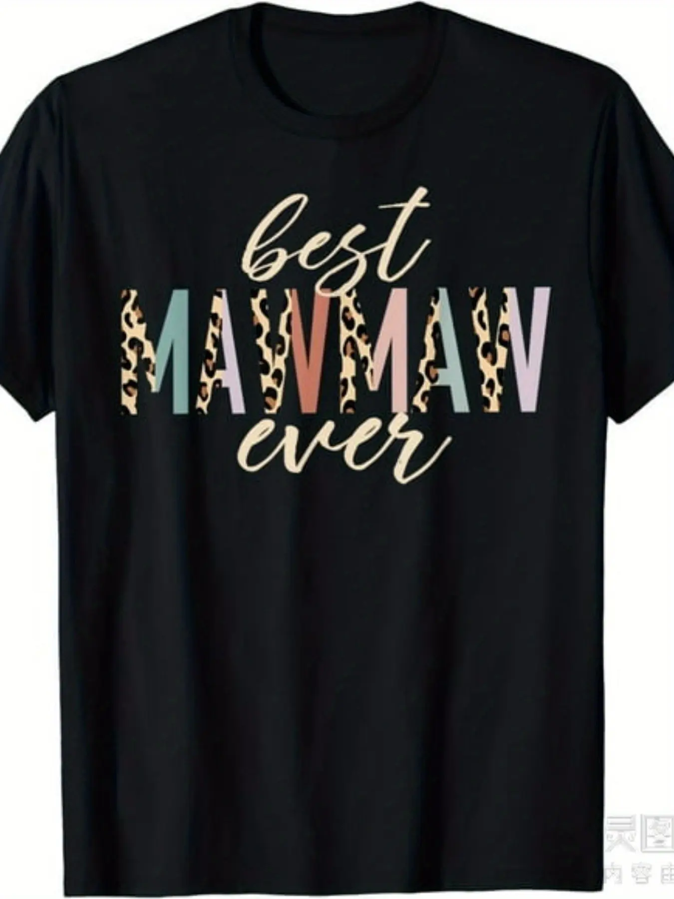 Best Mawmaw Ever Leopard Print T-Shirt -  Cotton 220gsm Retro Unisex Tee for Men & Women, Grandma & Grandmother Gift, Mother's Day Christmas Present, Casual Short Sleeve Round Neck Shirt with Mawmaw Lettering