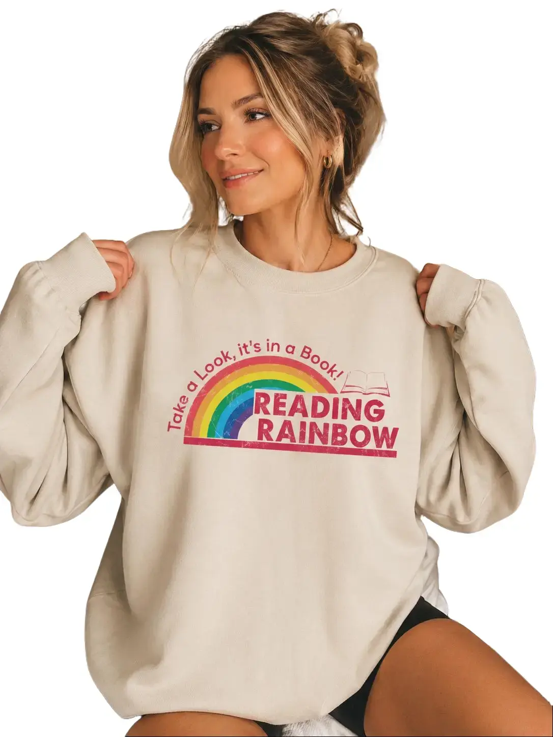Reading Rainbow Sweatshirt, Teacher Appreciation Gift, Book Lover Gift Sweatshirt