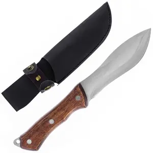 ASR Outdoor 9 Inch Full Tang 440 Stainless Steel Recurve Blade Knife with Wood Handle, 4.25 Inch Blade, Includes Secure Sheath for Outdoor Use