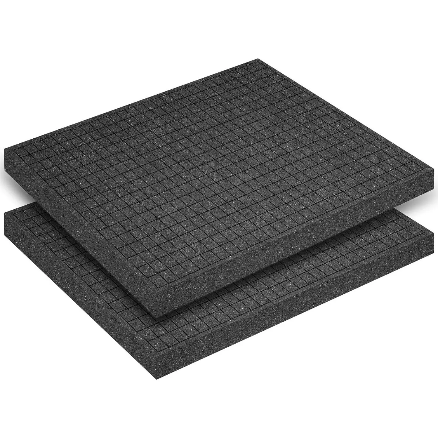 Polyurethane Foam Padding, 2 Pieces 16x12x1 Inch Black Perforated 0.6″x0.6″ Grid Pick-and-Pluck Sheets for Tool Box Organization, DIY Projects