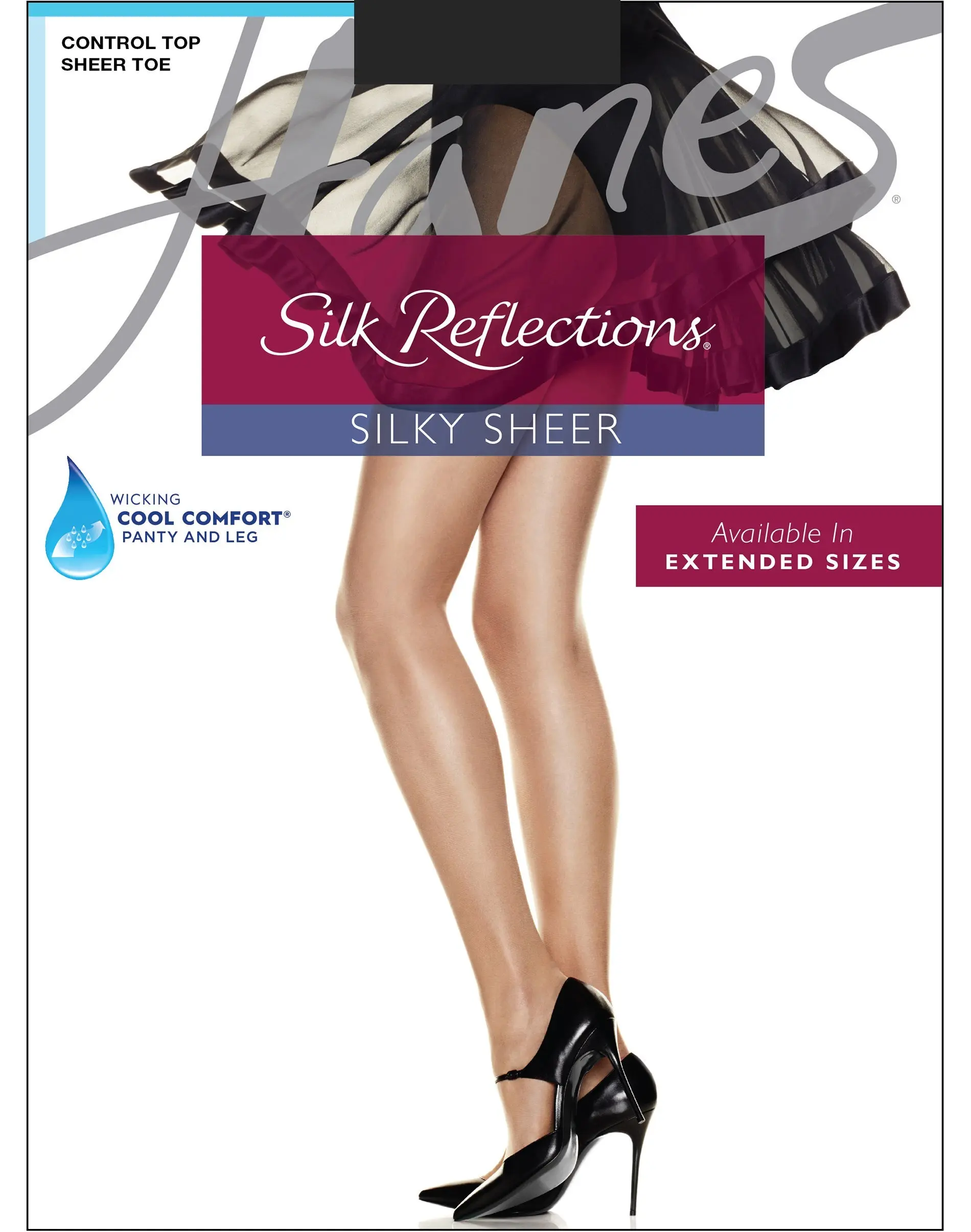 Hanes Silk Reflections Sheer Pantyhose With Control Top Toe 6-pack Women's Underwear Multi Pack Comfortable Fit Soft Stretch Fabric Breathable C60717