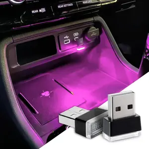 2PCS USB LED Car Interior Atmosphere Lamp, Car Night Lights, Mini USB LED Decoration Light Ambient Interior Light, Car Accessories Plug-in Interface Ambient Lighting Kit for Most Cars