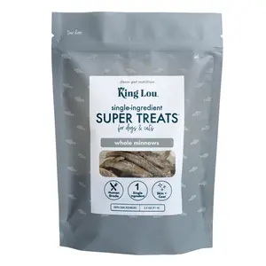 King Lou Whole Minnows - Freeze-Dried Raw Snack for Dogs and Cats single ingredient, 100% USA, Human Grade, Treats Pet Products Natural Food Pets Supplies