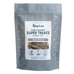 King Lou Whole Minnows - Freeze-Dried Raw Snack for Dogs and Cats single ingredient, 100% USA, Human Grade, Treats Pet Products Natural Food Pets Supplies