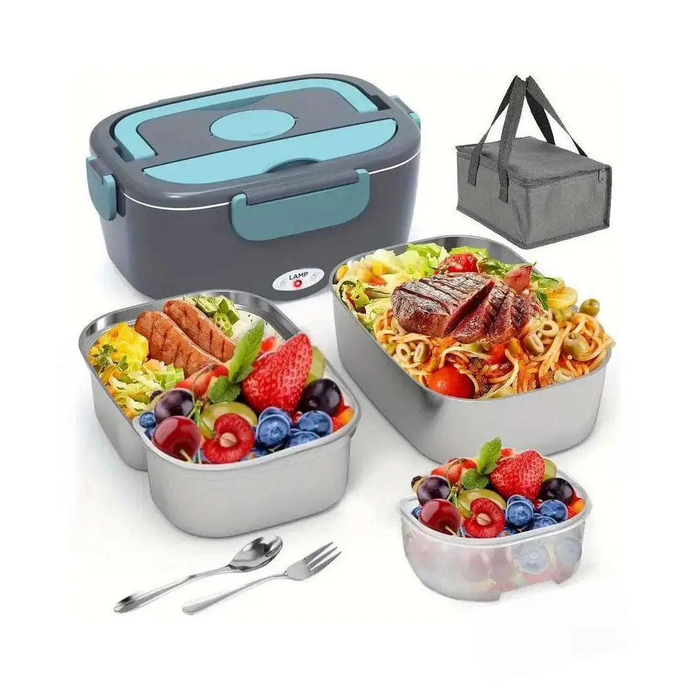 2 in 1 Electric Lunch Box, 1 Set Portable Fast Heating Lunch Box with Detachable Inner Tank, Suitable for Cars, Trucks, Offices, Outdoor