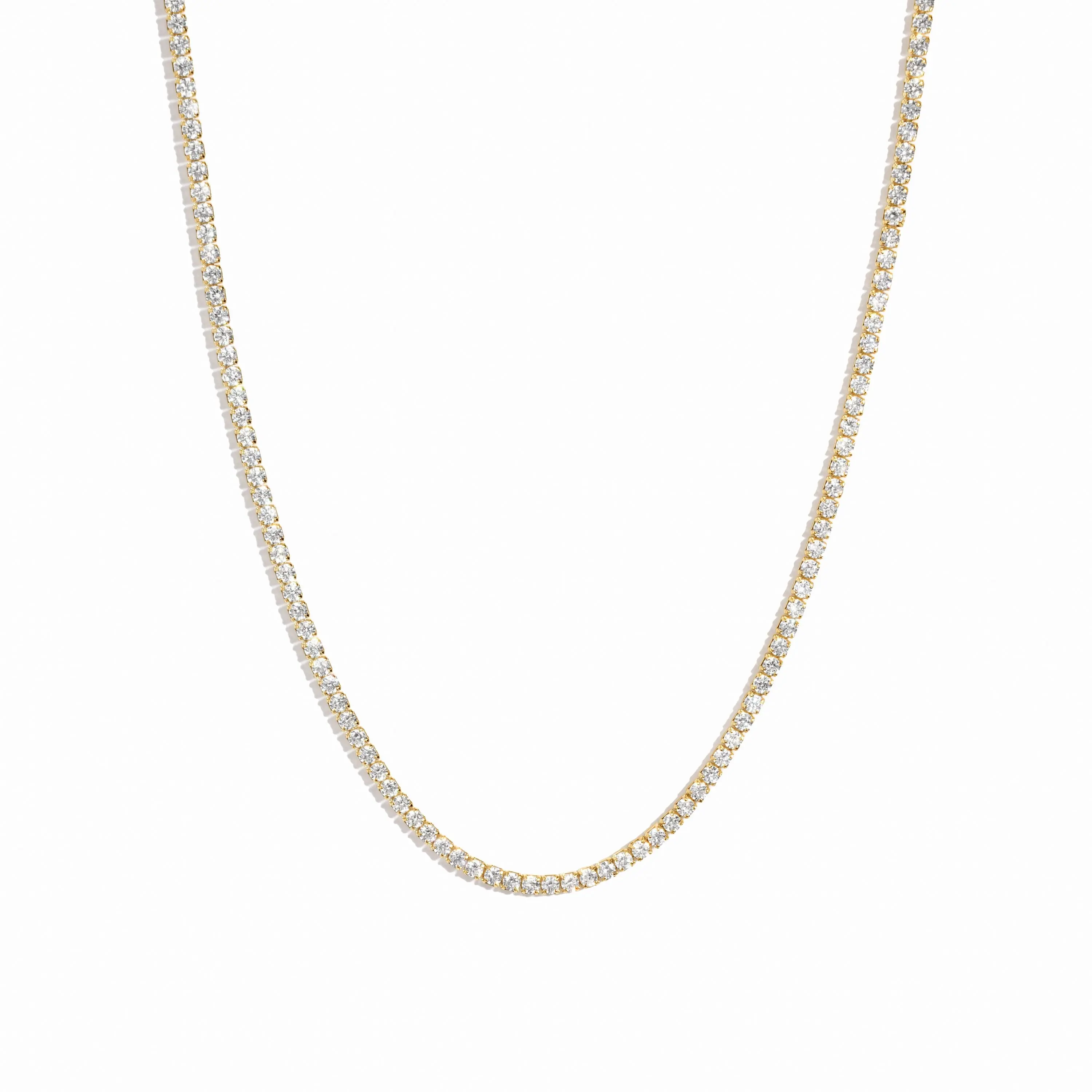 Sami Jewels 2mm Tennis Necklace for Women, 925 Sterling Silver Plated with 14k Gold, 12" + 3" Ext or 15" + 3" Extension Chain, Lobster Clasp Closure, Hypoallergenic and Nickel-free, Ideal for Everyday Wear
