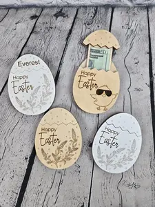 Personalized Easter Egg Money Holder, Wooden Cash Gift Tag, gift easter day