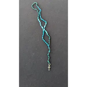 Virigated Blue, Knotted Rosary, small