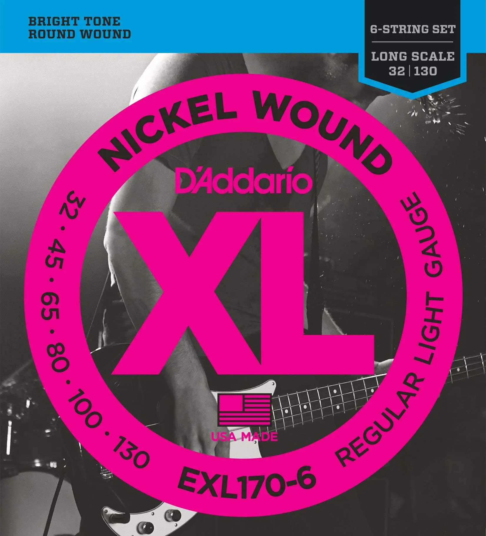 D'Addario EXL170-6 6-String Nickel Wound Bass Guitar Strings, Light, 32-130, Long Scale D'Addario EXL170-6 6-String Nickel Wound Bass Guitar Strings, Light, 32-130, Long Scale