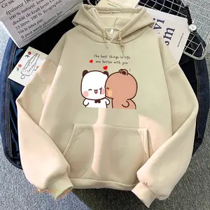 Kawaii Printing Pullovers for Winter Fleece Panda Bear Bubu Dudu Love Heart Sweatshirts Women/Men Clothing Casual Long Sleeve