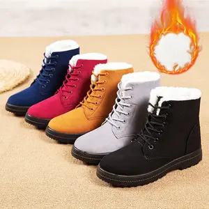 Women Winter Boots Snow Warm Cotton Fur Lined Winter Shoes Lace Up Comfortable Non Slip Ankle Platform Boots Outdoor