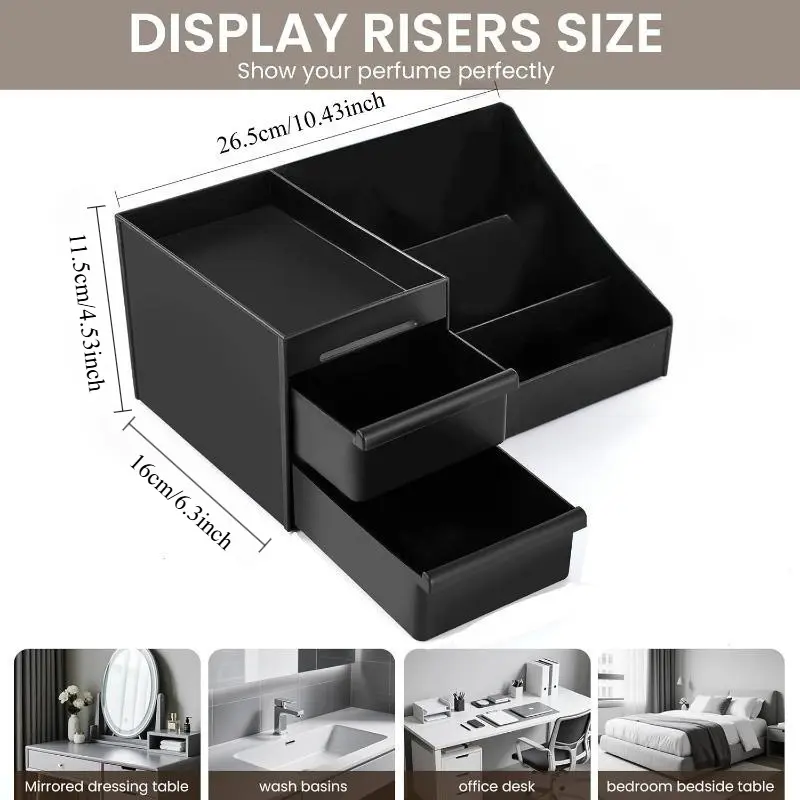 Men's Bathroom Countertop Organizer - Cologne/Perfume Stand & Tray - Toothbrush & Brush Holder - Multi-Purpose Bathroom Shelf - Ideal Organizer for Men's Grooming Essentials - Cosmetic Storage Box - Multifunctional Organizer