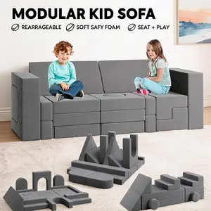 Garvee 22-Piece Modular Kids Play Sofa Couch – Convertible Toddler Foam Sofa with Detachable Blocks – Creative Comfortable & Safe – Easy to Assemble & Clean – Ideal for Bedroom or Playroom