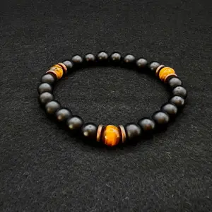 Black Onyx and Tiger’s Eye Beaded Bracelet