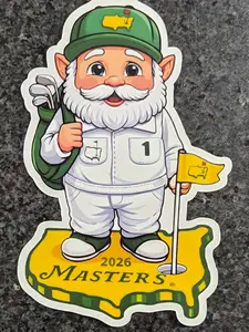 2026 The Masters Golf Gnome Decal Vinyl Sticker Water Resistant Mascot UV Laminated