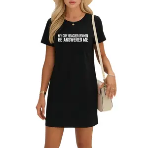 Casual Loose Fit T-Shirt Dress with Bold Religious Slogan – Perfect Faith-Inspired Streetwear for Daily Comfort