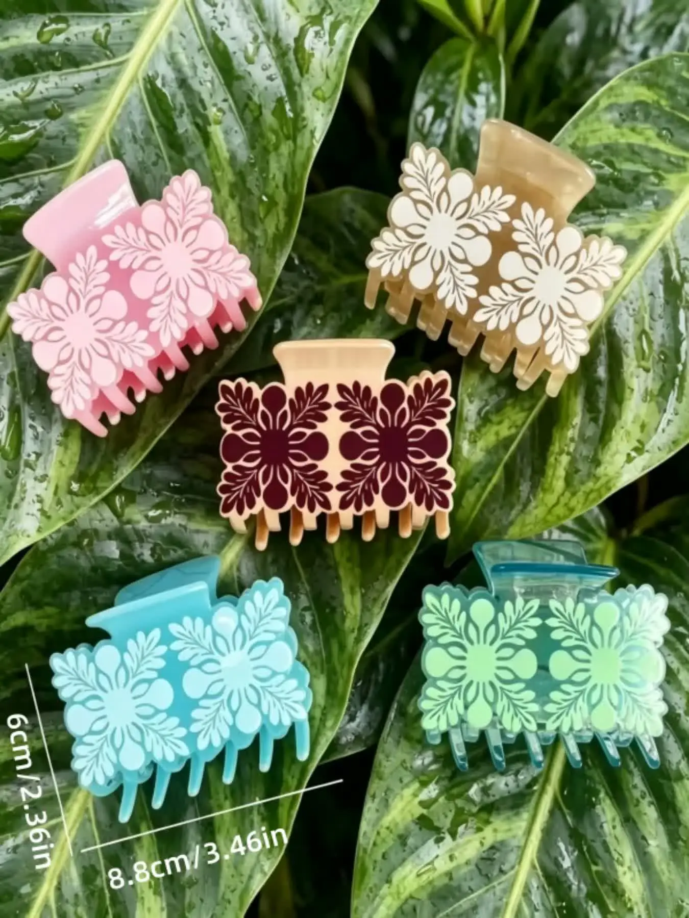 Hawaiian Hibiscus Claw Clip, Large Tropical Acetate Hair Clip for Women, Durable Non-Slip, Suitable for All Hair Types, Beach & Daily Use, Hibiscus Flower Hair Clip, Hairclips