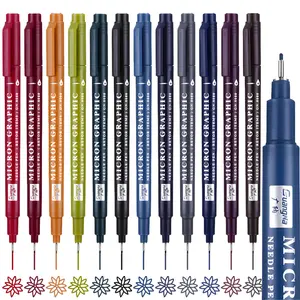 12 Colors 0.5 Micro, Fineliner Pen Set Ink, Fine Point Pen,Multi-liner, Sketching, Anime,Artist Illustrating/Technical Drawing,Office Documents