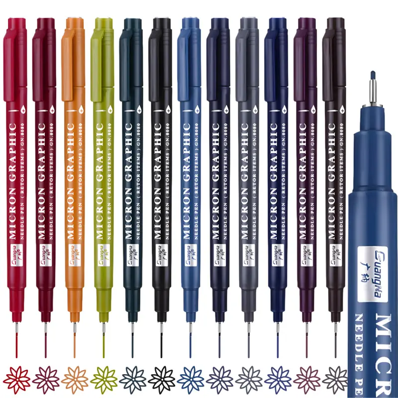 12 Colors 0.5 Micro, Fineliner Pen Set Ink, Fine Point Pen, Fine Tip Markers, Multi-liner, Sketching, Anime, Artist Illustrating/Technical Drawing, Office Documents, Craft, Art Markers Pen