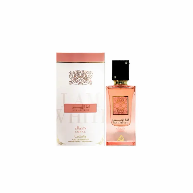 Lattafa Ana Abiyedh Coral Unisex Eau de Parfum Spray 2.0 Ounce 60 ml Long Lasting Fragrance with Peach Watermelon & Vanilla Notes