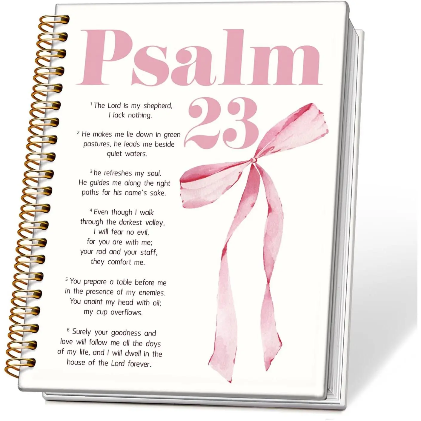 Bow Christian Spiral Notebook Journal, Psalm 23  Scripture Journal for Women, Christian Religious Gifts for Women, Church Notes Notebooks, 5.5x8.3 Inch